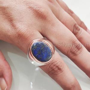 Anillo de Plata de Ley 925 con Lapislázuli Afgano Natural para Hombre, Venta al por Mayor, Regalo de Navidad, Todas las Tallas, Joyería Fina Árabe - Product Image 5