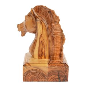 Escultura de Cabeza de Caballo Tallada a Mano en Madera de Olivo, 16 cm, Figura de Caballo de Madera Hecha a Mano en Belén - Product Image 3