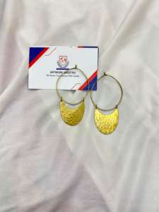 Brass <b>Earring</b> with luxurious pattern - artisanal brass jewelry - ethical - Jaipur brass - Product Image 2