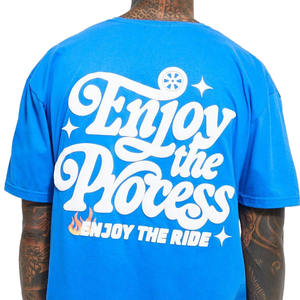 เสื้อยืดโอเวอร์ไซส์สีน้ำเงินสำหรับผู้ชายเสื้อ100% เล่นยิมสำหรับผู้ชายเสื้อพิมพ์ลายแขนสั้นผ้าโพลีเอสเตอร์ผ้าฝ้ายโพลีเอสเตอร์ - Product Image 4