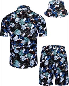 ชุดเสื้อฮาวายระบายอากาศวินเทจของผู้ชายหมวกบัคเก็ตสั้น3D ผ้าซาตินขายส่ง - Product Image 4