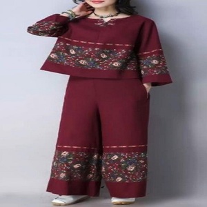 Fashion Women's V-Neck Linen Suit Dresses Trendy Indian/Pakistani Style for Party Wear-kanya Fancy Garments Embossed Printing - Product Image 3