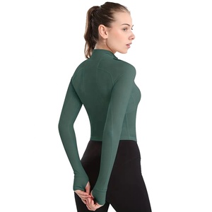 Wholesale Women's Sports Custom Cropped Fitness Wear Half Zipper <b>Jacket</b> High Stretch Workout <b>Yoga</b> Set | OEM Service - Product Image 3