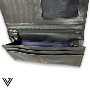 Mini portefeuille en cuir avec logo gaufré pour femme avec doublure en coton Disponible en noir marron Tan Plusieurs couleurs Longueur courte - Product Image 4