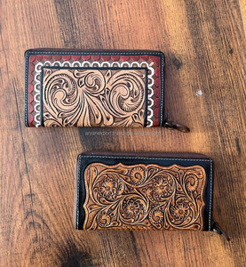 Cartera y muñequera de cuero genuino 100%, cartera occidental de calidad Premium, cartera para teléfono con tarjeta de crédito, Cartera de piel de vaca para mujer - Product Image 3