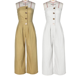 Combinaison de travail d'été décontractée pour femmes personnalisée avec lacets sans manches et pantalon à cordon de serrage à plusieurs poches - Product Image 4