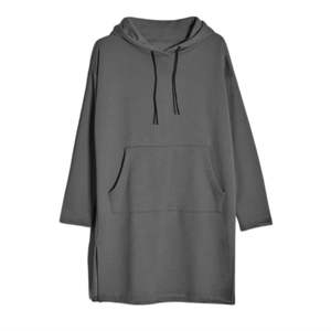 Vente en gros de sweat-shirt à capuche en polaire long pour femmes East West noir sweat-shirt d'hiver à capuche design femme robe maxi tunique - Product Image 1