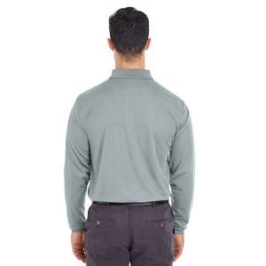 Camiseta Polo de Manga Larga 100% Algodón Puro para Hombre, Camisetas de Golf Casuales con Logotipo Estampado, Color Gris - Product Image 2