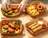 Feuilles de papier sulfurisé jetables pour friteuse à air, antiadhésives, de qualité alimentaire, absorbantes pour four et micro-ondes