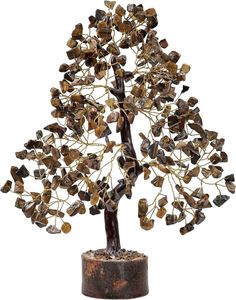 Stylish Tiger Eye <b>Crystal</b> Gemstone 300 Chips <b>Tree</b> Wooden Base Semi-Precious Stone Home Decoration for Spiritual Enhancement - Product Image 2