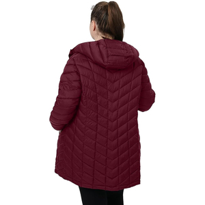 Chaqueta de plumón ligera para mujer en talla grande con cremallera completa con capucha resistente al agua Abrigo acolchado transpirable decorado con camuflaje - Product Image 6