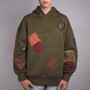 Diseña tu propio logotipo Superventas Hombres Cremallera Patchwork Sudadera con capucha Logotipo personalizado 100% Algodón Servicio OEM con colores y tamaños personalizados - Product Image 2