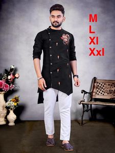 Proveedor Indio Directo, Kurta Pajama de Algodón para Hombre de Alta Calidad, Ropa Étnica Moderna para Adultos, Diseño a Mano, Talla Única en 2025 - Product Image 4