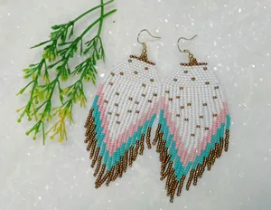 Bohemian Glass Bead Fashion Earrings Jóias Seed Bead Earrings Handmade Fringe Earrings Para Mulheres Meninas