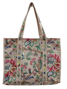 Indian Manufacturer Exporter's Summer Collection <b>Floral</b> Print Luxury Premium <b>Tote</b> <b>Bag</b> Open Portable Leather Exterior Canvas - Product Image 5