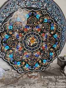 Mesa de centro con incrustaciones de mármol Lazuli de estilo tradicional, juego de sala de estar con incrustaciones de piedra decorativa para el hogar - Product Image 2