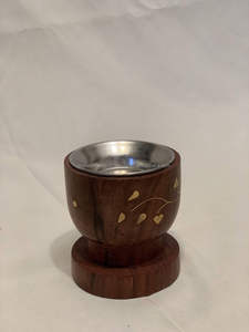 Quemador de incienso de madera de acacia Recogedor de cenizas de madera Soporte de incienso hecho a mano Incensario de madera natural Quemador de incienso rústico - Product Image 3