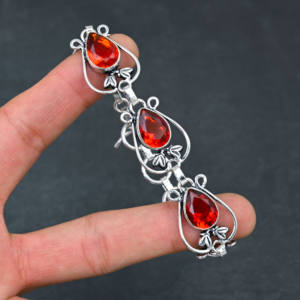 สร้อยข้อมือโซ่ชุบเงิน925ทำด้วยมือพลอยโกเมนสีแดงดีไซน์เนอร์ของขวัญเครื่องประดับชั้นดีจากนักออกแบบในห้องปฏิบัติการ - Product Image 4