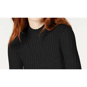 เสื้อสเวตเตอร์คอเต่าถักลายริบสีดำสำหรับเด็ก IoT Junior ระบายอากาศได้ดี บางเบา สไตล์ฤดูหนาว มีโลโก้ด้านหน้า ไซส์ใหญ่ สำหรับฤดูใบไม้ร่วง - Product Image 2