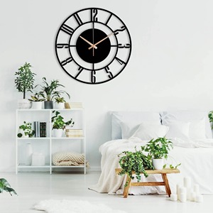 Reloj de pared de Metal negro redondo clásico con estilo moderno audaz pieza decorativa Ideal para dormitorios salas de estar cocinas y oficinas - Product Image 5