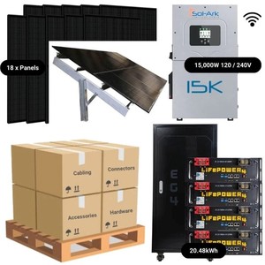 Sistema Completo de Energía Solar para el Hogar de 7.38kW Sol Ark 15K MPPT con Paneles Monocristalinos de Silicio y Banco de Baterías de Litio de 20.48kWh/28.6kWh - Product Image 2