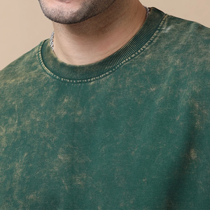 Camisetas lavadas con ácido para hombres de alta calidad 100% algodón Servicio OEM Precios bajos Patrón de letras Tipo de tela peinada - Product Image 6