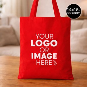 Bolsas de Mano Personalizadas para el Día de San Valentín, Bolsa de Mano de Algodón Roja con Logotipo Personalizado, Bolsa de Tela Reutilizable, Duradera y Reciclable - Product Image 1