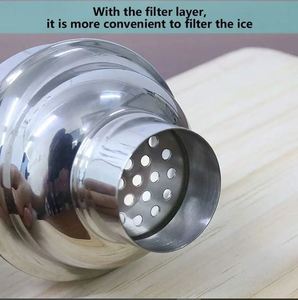 Direct Factory <b>Sale</b> Stainless Steel Barware Metal Cocktail Shaker Inbuilt Strainer Essential Tool <b>for</b> Bartenders Cocktails - Product Image 3