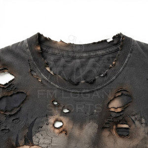 เสื้อยืดผู้ชายระบายอากาศได้ดี ลายขาดแบบดิสเทรส ผ้าฝ้าย 100% เป็นมิตรกับสิ่งแวดล้อม แห้งเร็ว สวมใส่สบาย เหมาะสำหรับวันฤดูร้อน - Product Image 3
