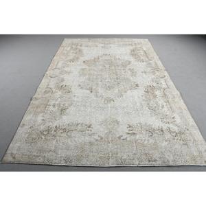 Alfombra de 6,3x9,8 pies, Alfombra Turca Vintage, Alfombra Blanca con Diseño Floral - Product Image 1
