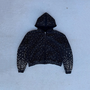 แจ็คเก็ตสตรีทแวร์ผ้าฝ้ายทรงโอเวอร์ไซส์สำหรับผู้ชายมีฮู้ดรูดซิปบ็อกซี่ใส่ได้ทั้งชายและหญิงทรงหลวมโอเวอร์ไซส์100เปอร์เซ็นต์ - Product Image 4