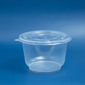 Hot Selling Disposable Round Shape Plastic Box For Food/Fruit/Salad With Lid Customized Logo Transparent Plastic