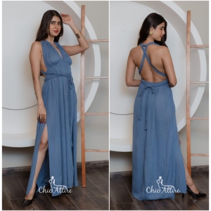 slim fit dress slacks Seren Backless Cowl Neck Maxi Dress White– Selfie Leslie main image 1