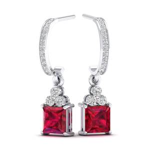 REYES Luxury 925 Sterling Silver GRA Certified Moissanite <b>Dangle</b> Drop <b>Earrings</b> Statement Ruby Gemstone Wedding <b>Fine</b> Jewelry - Product Image 5