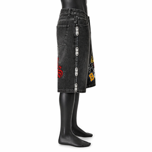 Pantalones Cortos de Mezclilla Gráficos Vintage Personalizados para Hombre, Estilo Holgado, Estampados, Largos hasta la Rodilla, Venta al por Mayor OEM - Product Image 4