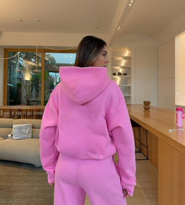 Ensemble de survêtement décontracté pour femme en 2 pièces pour l'hiver, sweat-shirt oversize, pantalon de survêtement à jambes larges, sweat-shirt à col rond, tenues imprimées ou unies - Product Image 2