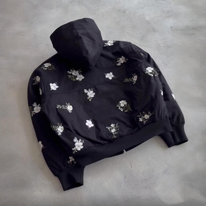 Haute qualité unisexe fleur broderie Base noir tissu prix de gros plaine teint techniques - Product Image 2