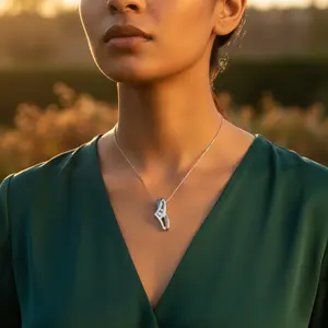 Colgante de Plata 925 Color Oro Rosa con Piedras de Circonita Cúbica, Chapado en Rodio y Oro de 14K, Joyería de Regalo para Mujer con Dije de Platino - Product Image 3