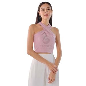 เสื้อกล้ามครอปสตรีที่มีคุณภาพสูงเสื้อครอปเอวลอยสำหรับสุภาพสตรีเสื้อทรงหลวม - Product Image 1