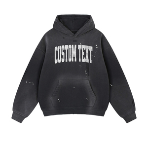 <span class=keywords><strong>Hoodie</strong></span> Pria Custom LOGO Vintage Distressed Boxy Fit Pullover 300Gsm French Terry Oversized Heavyweight Tanpa Tali Acid Washed - Product Image 1