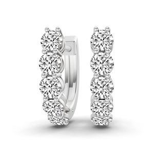 Linear Sequence Lab Grown Diamond <b>Huggie</b> Earring 1.25 Ct Tw F-G Color VS Clarity 10 Diamonds 14K <b>Solid</b> <b>Gold</b> Delicate Row Design - Product Image 1