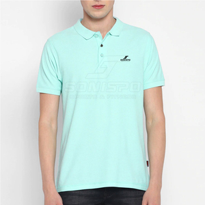 Moda informal de hombre de alta calidad para camisetas de Polo de manga corta con cuello vuelto hecho de poliéster/patrón sólido de algodón - Product Image 1