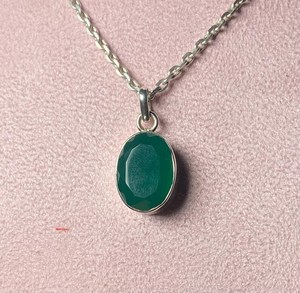Colgante de ónix verde Natural de Plata de Ley 925, joyería de piedras preciosas facetadas ovaladas a la moda, ajuste de bisel, aniversarios de compromiso - Product Image 1