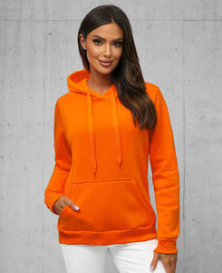 Casual, Streetwear Drop Shoulder Figures Transpirable Eco-friendly Hoodies Knitted Ladies Orange - Product Image 1