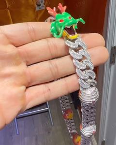 Moissanite personnalisé diamant plaqué or blanc Hip Hop entièrement glacé dessin animé émail Miami cubain lien chaîne de mariage - Product Image 2