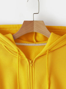 2025 Fall Winter Fashion Casual Pullover <b>Hoodie</b> Streetwear <b>Women's</b> Crop Top Fleece Eco-Friendly Front Logo - Product Image 2