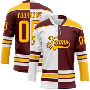 Maillot de hockey sur glace personnalisable, léger, antibactérien, 100% polyester, séchage rapide, col à lacets, nom de l'équipe sur le devant, logo unisexe - Product Image 3