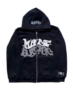 Sweat à capuche pour hommes à fermeture éclair intégrale personnalisé des fabricants OEM haute qualité 100% coton basiques patchs de broderie hiver - Product Image 2