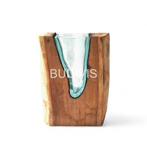 Mini bol d'aquarium en verre fondu de forme naturelle avec caractéristique décorative unique pour la maison en bois flotté - Product Image 2