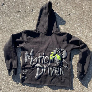 เสื้อมีฮู้ดฮิปฮอปฮาราจูกุแบบมี Y2K พิมพ์ลายสกรีนผ้าไหมแบบโอเวอร์ไซส์ - Product Image 5